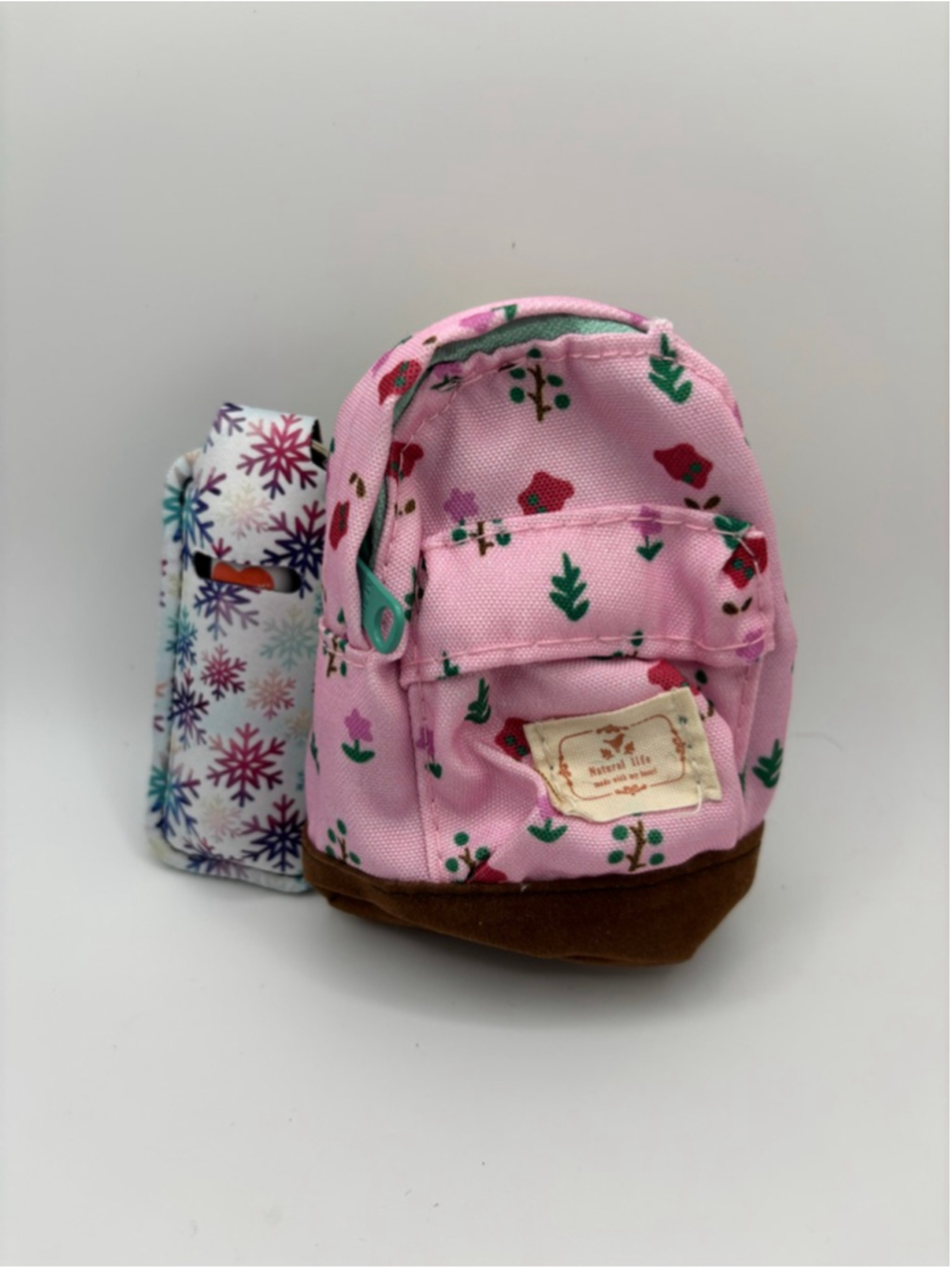 Natural Life Backpack Keychain Card Holder Pink Floral - Picture 2 of 5